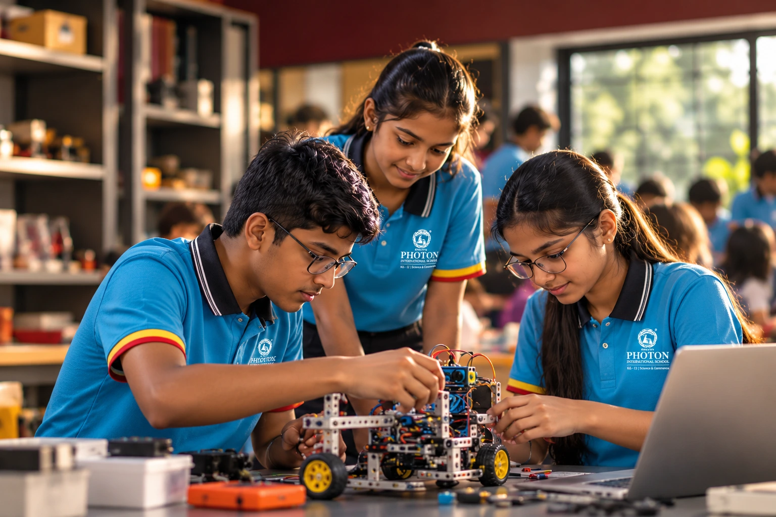 Robotic models built by students during a hands-on session